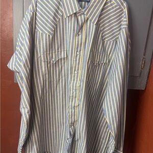 Boulevard Striped Blue and Yellow Men's Shirt 18-2XL-18 1/2 Big & Tall